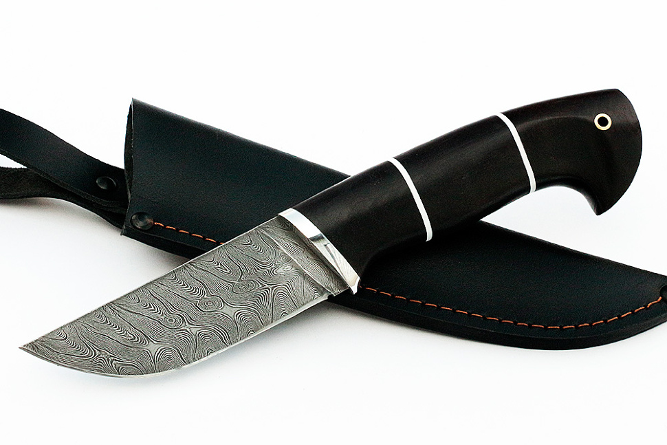 Нож Барсук (дамаск, чёрный граб)