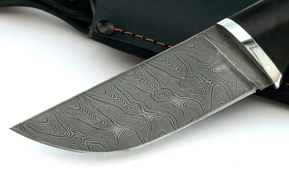Нож Барсук (дамаск, чёрный граб)