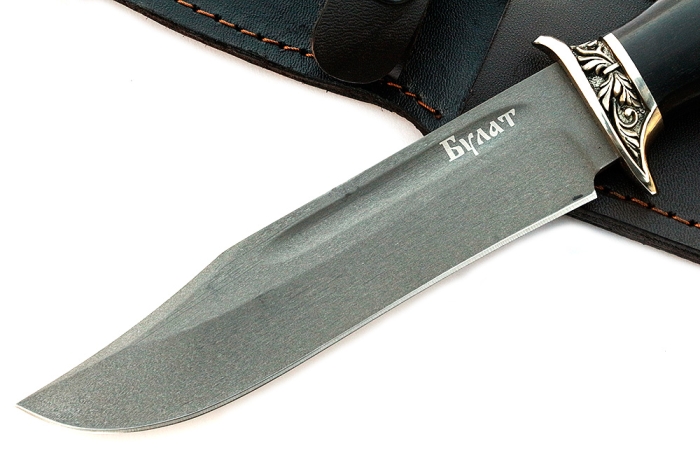 Нож Атака (булат, чёрный граб - мельхиор)