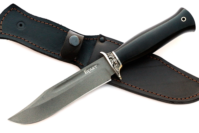 Нож Атака (булат, чёрный граб - мельхиор)