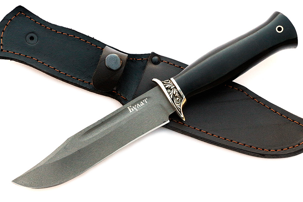 Нож Атака (булат, чёрный граб - мельхиор)