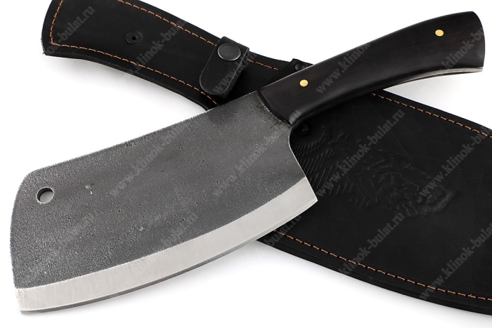 Топорик охотничий №2 (сталь 95х18 со следами ковки, рукоять чёрный граб) цельнометаллический