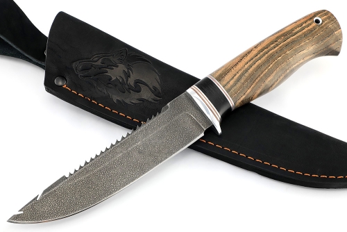 Нож Судак большой (ХВ5-Алмазка, стабилизированный ясень, вставка черный граб)