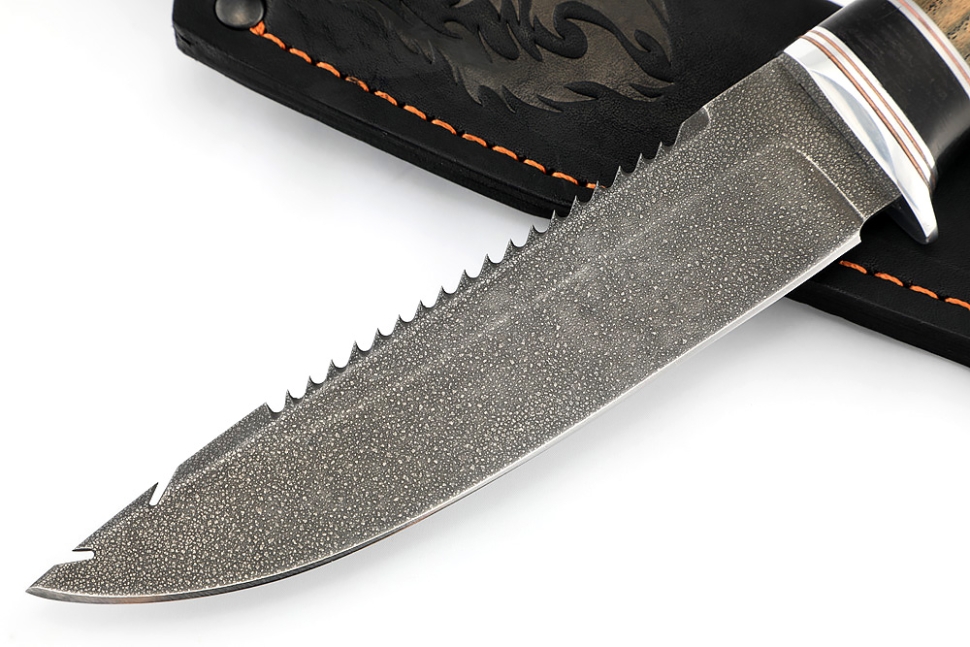 Нож Судак большой (ХВ5-Алмазка, стабилизированный ясень, вставка черный граб)