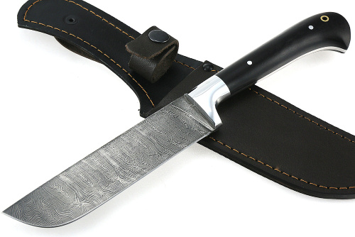 Нож Узбек (дамаск, чёрный граб) цельнометаллический