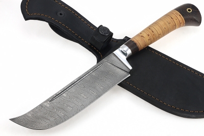 Нож Узбек-2 (дамаск, береста)