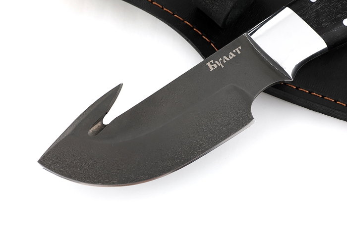 Нож Потрошитель (булат, чёрный граб) цельнометаллический