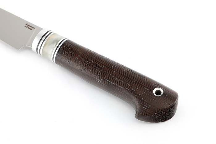 Нож Шеф малый - овощной (Х12МФ, рукоять вставка акрил белый - венге)