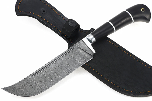 Нож Узбек-2 (дамаск, чёрный граб) 