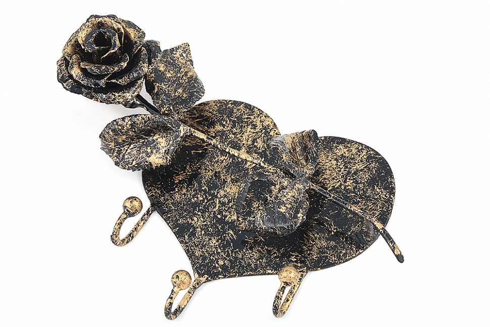 Кованая ключница Роза и сердце