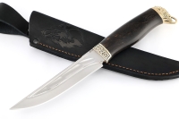 Нож Стрела (К340, долы-камень, карельская береза коричневая, мельхиор)