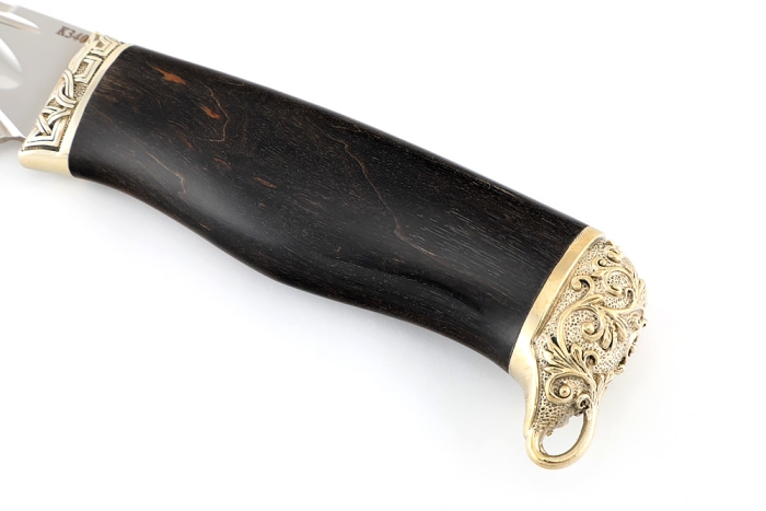 Нож Стрела (К340, долы-камень, карельская береза коричневая, мельхиор)