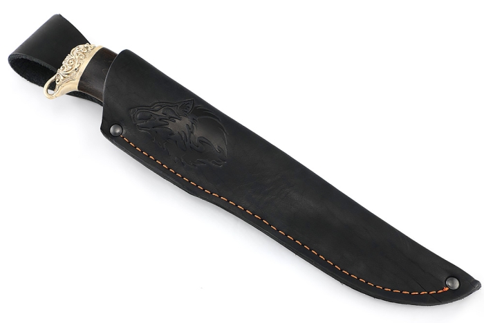 Нож Стрела (К340, долы-камень, карельская береза коричневая, мельхиор)