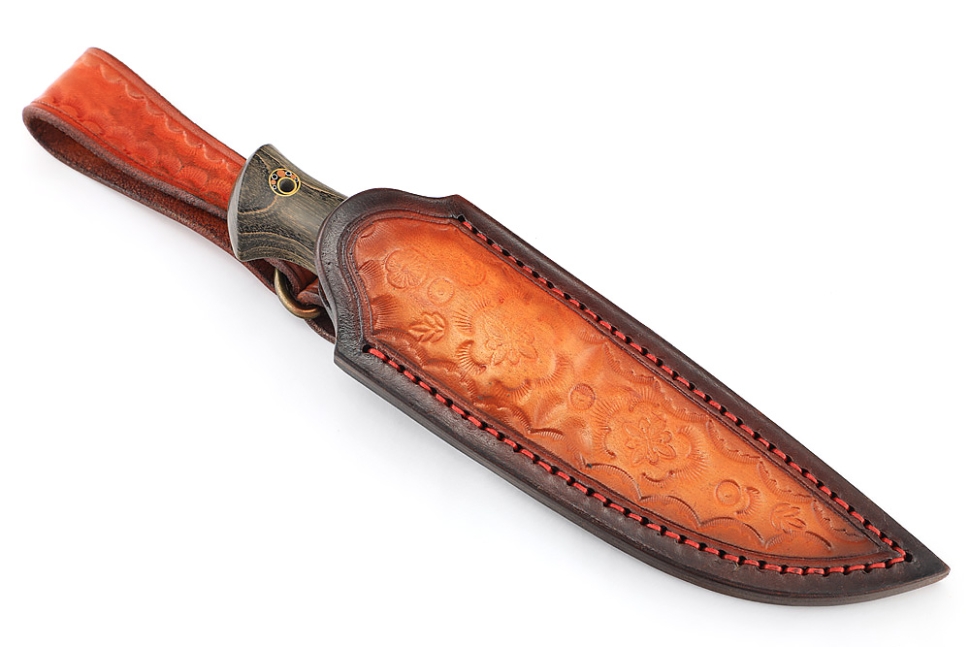 Нож Малыш (нержавеющий дамаск, стабилизированный ясень, формованные ножны)