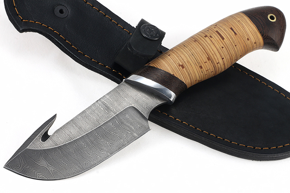 Нож Потрошитель (дамаск, береста)