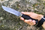 Нож Атака (ламинат - 9ХС и дамаск с никелем, рукоять чёрный граб, гарда из мельхиора) - Нож Атака (ламинат - 9ХС и дамаск с никелем, рукоять чёрный граб, гарда из мельхиора)