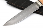 Нож Таран (Р18, наборная рукоять чёрный граб, береста, мельхиор) - Клинок для ножа из быстрорежущей стали Р18