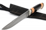 Нож Таран (Р18, наборная рукоять чёрный граб, береста, мельхиор) - Охотничий нож из быстрореза