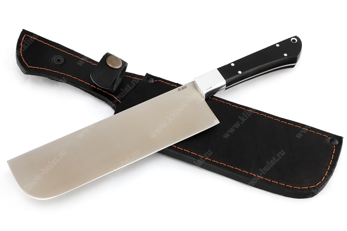 Овощной топорик Накири (Elmax - сатин, рукоять дюраль - чёрный граб) цельнометаллический