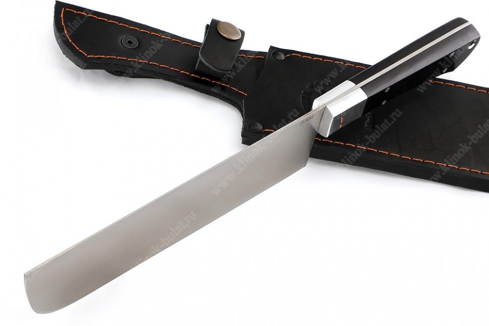 Овощной топорик Накири (Elmax - сатин, рукоять дюраль - чёрный граб) цельнометаллический