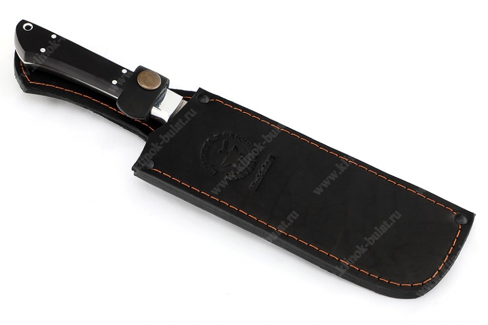 Овощной топорик Накири (Elmax - сатин, рукоять дюраль - чёрный граб) цельнометаллический