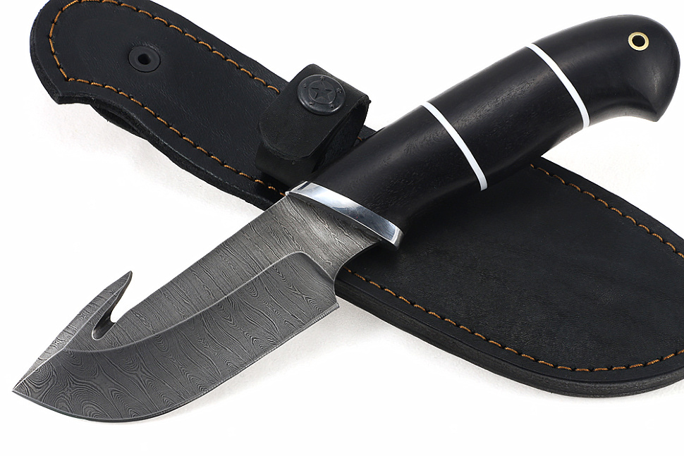 Нож Потрошитель (дамаск, чёрный граб)