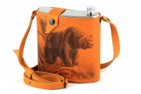 Фляжка 1 литр из нержавеющей стали в чехле из натуральной кожи 