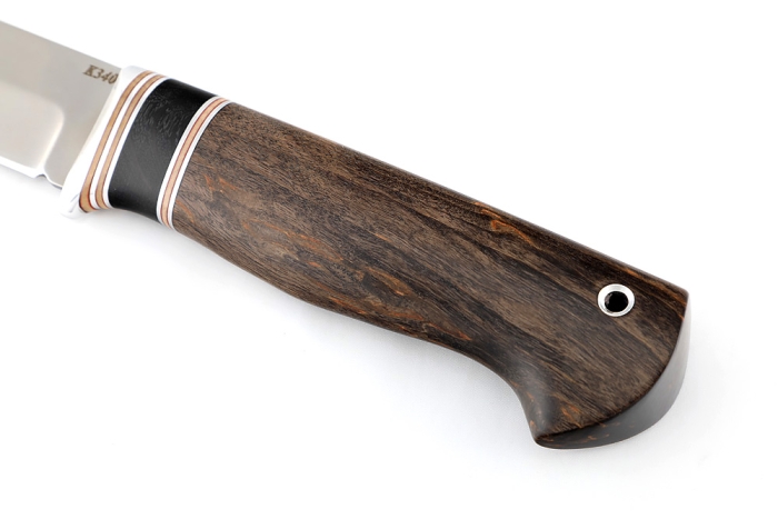 Нож Пантера К340 рукоять вставка черный граб, карельская береза коричневая формованные ножны
