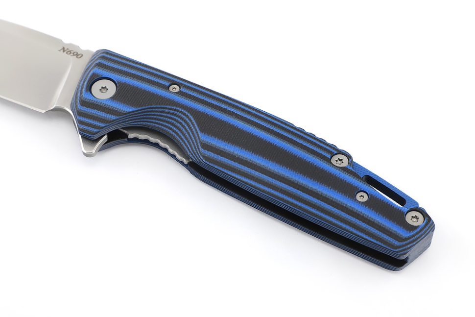Нож складной Турист N690 рукоять G10 черно-синяя 