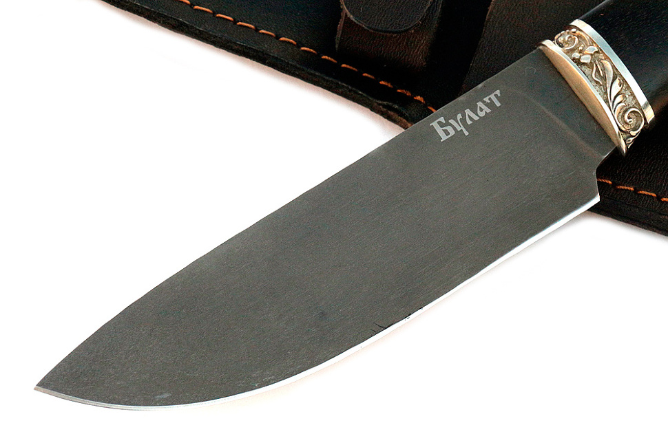 Нож Глухарь (булат, чёрный граб - мельхиор)