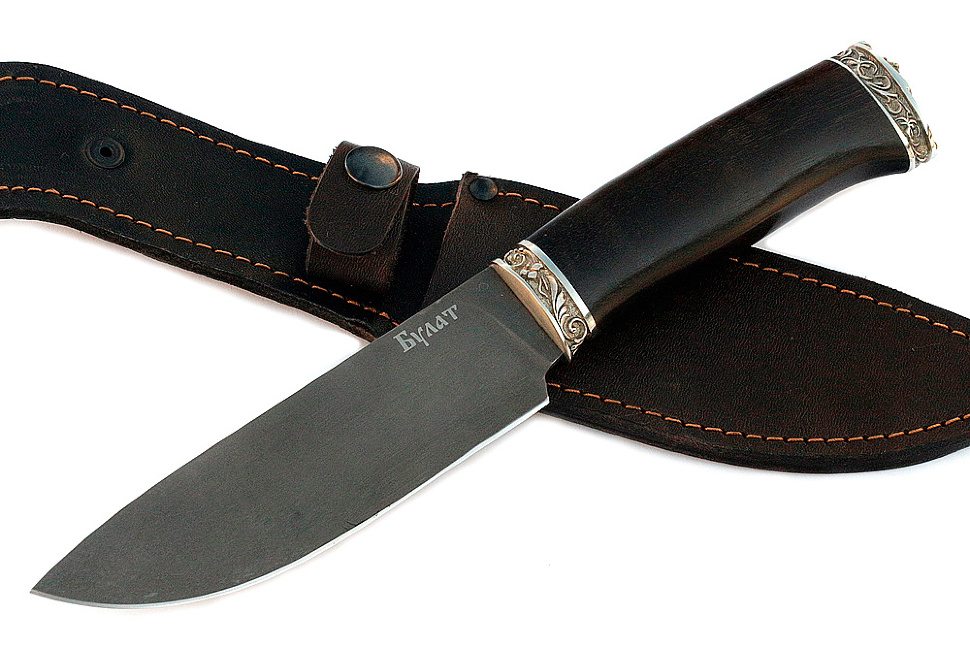 Нож Глухарь (булат, чёрный граб - мельхиор)