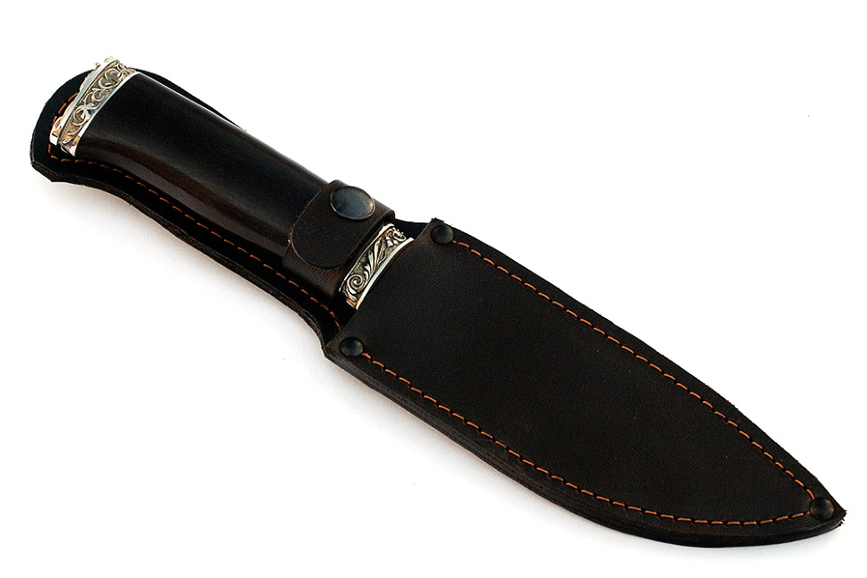Нож Глухарь (булат, чёрный граб - мельхиор)