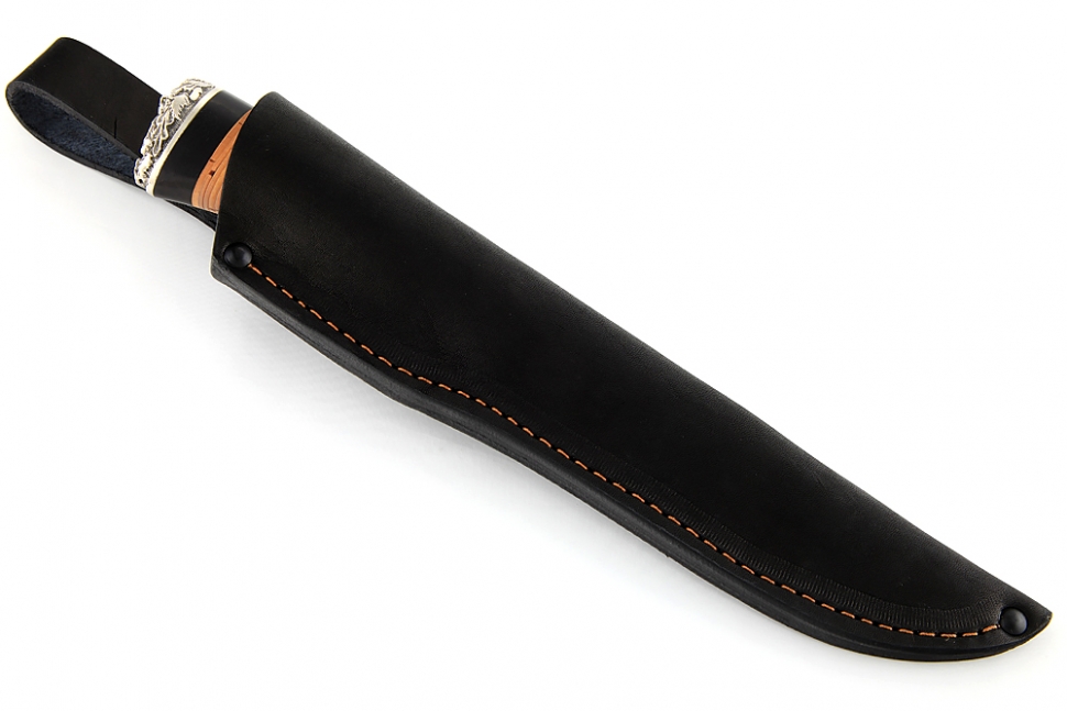 Нож Комар (порошковая сталь M390, береста - мельхиор)