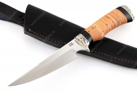 Нож Комар (порошковая сталь M390, береста - мельхиор)