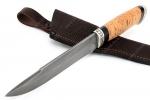 Нож Таран (Р18, береста - мельхиор) - Охотничьи ножи 