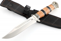 Нож Атака (порошковая сталь М390, карельская берёза - мельхиор) наборная рукоять
