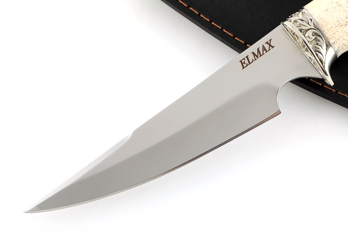 Нож Комар (порошковая сталь Elmax, рог лося) гарда из мельхиора