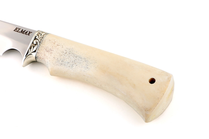 Нож Комар (порошковая сталь Elmax, рог лося) гарда из мельхиора