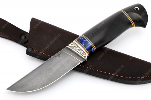 Нож Барсук (Р18, рукоять чёрный граб, вставка акрил, гарда мельхиор)