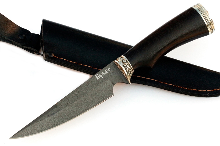 Нож Комар (булат, чёрный граб - мельхиор)