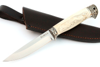 Нож Пантера (порошковая сталь Elmax, рог лося - мельхиор), резьба ручной работы