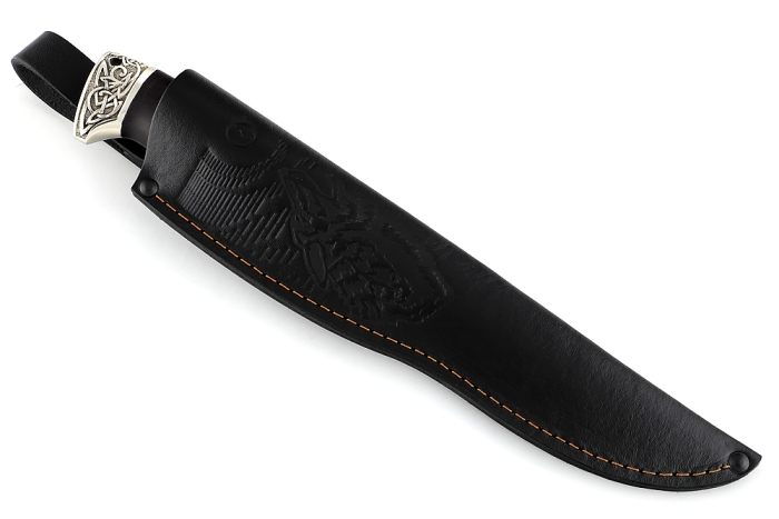 Нож Викинг (S390, чёрный граб - мельхиор)