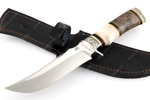 Нож Легион (порошковая сталь М390, рукоять наборная композит - стабилизированная карельская берёза - мельхиор)