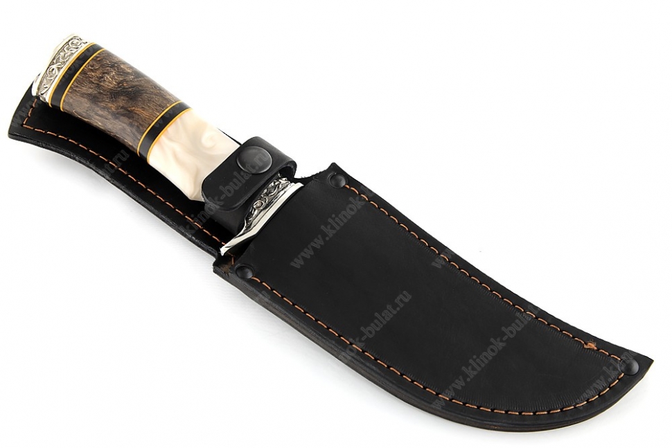 Нож Легион (порошковая сталь М390, рукоять наборная композит - стабилизированная карельская берёза - мельхиор)