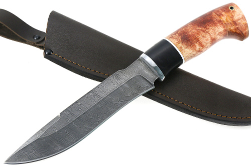 Нож Викинг (дамаск, карельская берёза) 