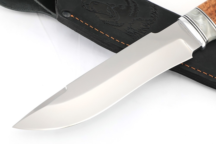 Нож Викинг (х12МФ, вставка акрил белый, стабилизированная карельская берёза)