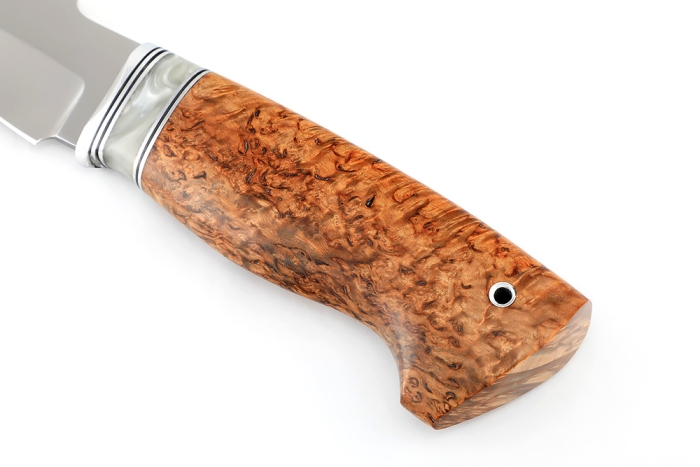 Нож Викинг (х12МФ, вставка акрил белый, стабилизированная карельская берёза)
