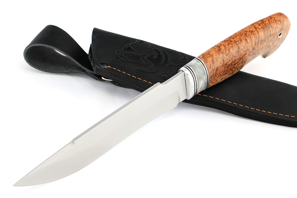 Нож Викинг (х12МФ, вставка акрил белый, стабилизированная карельская берёза)