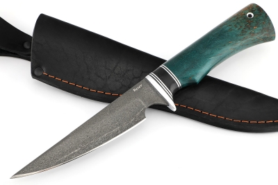 Нож Комар (булат, карельская берёза зеленая)