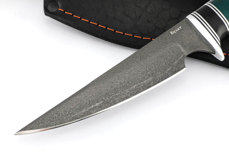 Нож Комар (булат, карельская берёза зеленая)